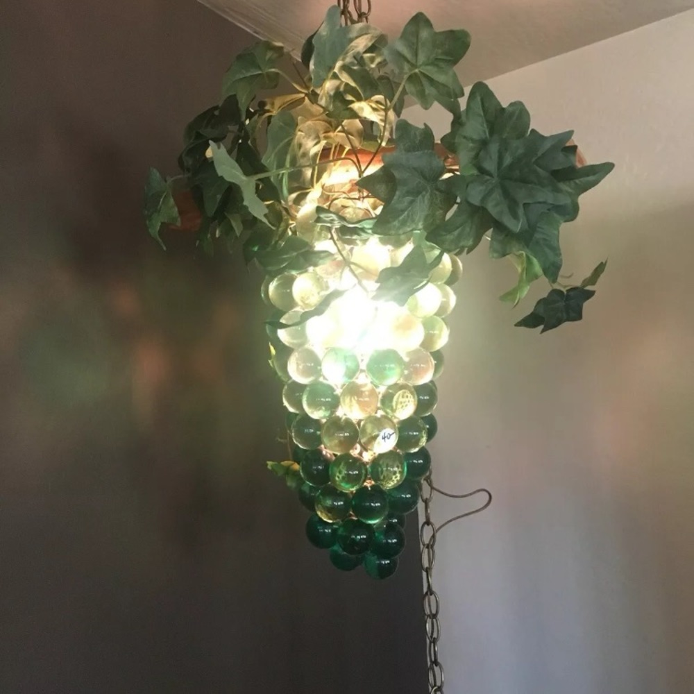 Vintage Lucite Green Grape Cluster Lamp